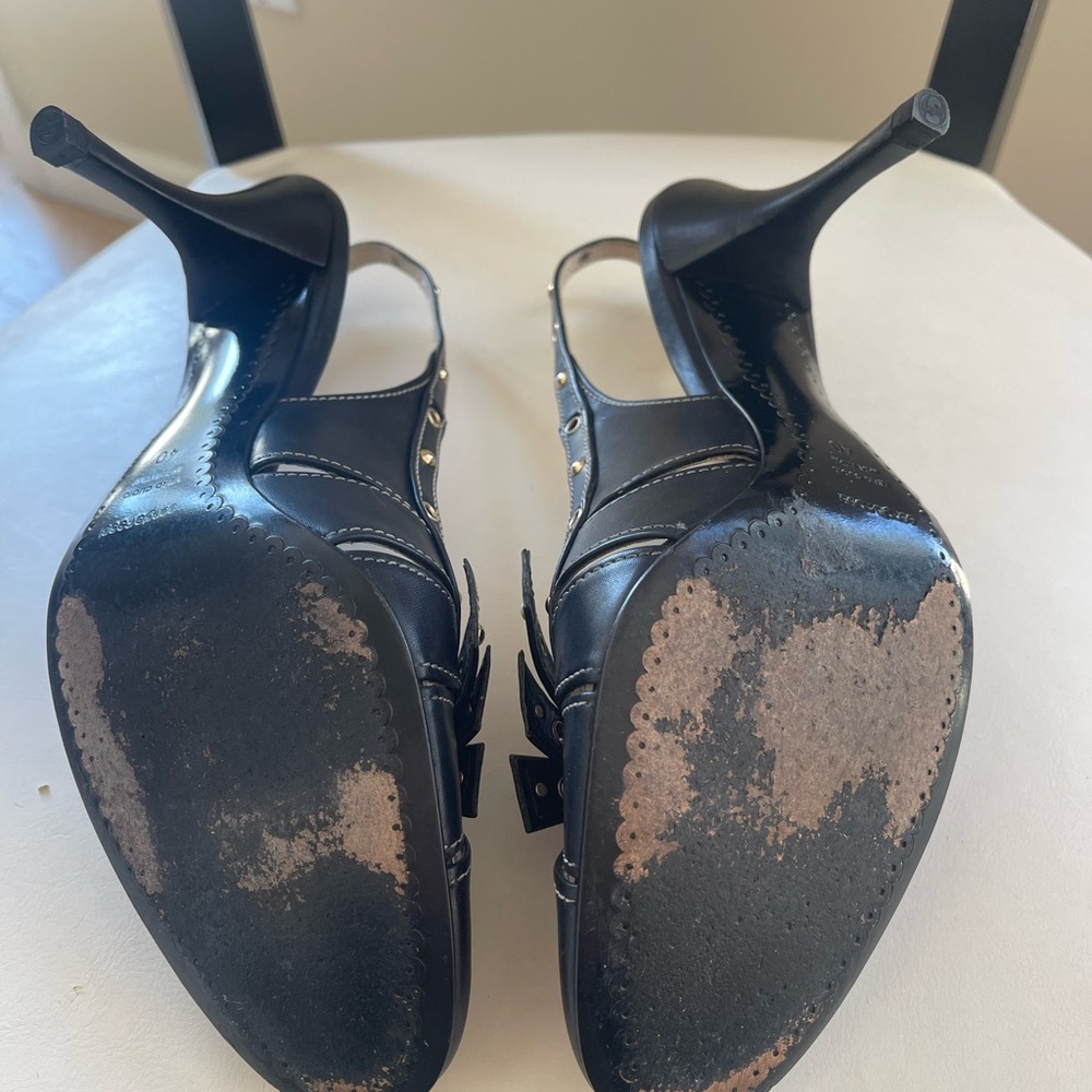 VINTAGE SERGIO ROSSI Black Slingback Heels - Picture 7 of 10